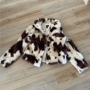 Faux Fur Cow Print Jacket